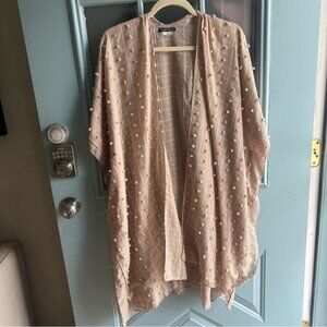 Ellen Tracy Beachy Boho Polka Dot Lightweight Coastal Swim Cover Up Resort Wear